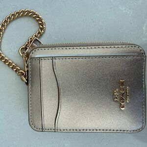 Coach Zip Card Case Gold nwot